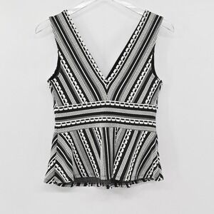 ANTHROPOLOGIE Womens‎ Peplum Top Size XS Vanessa Virginia Sleeveless Black White